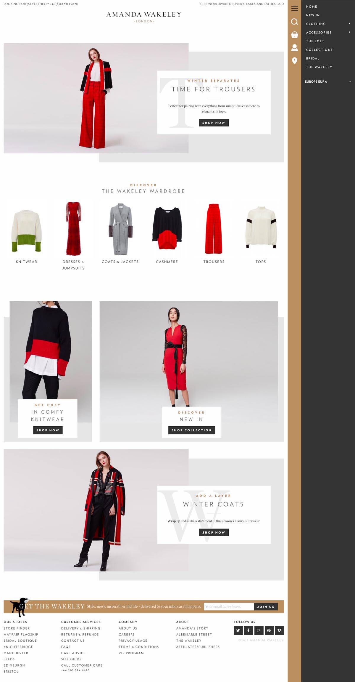 eCommerce website: Amanda Wakeley