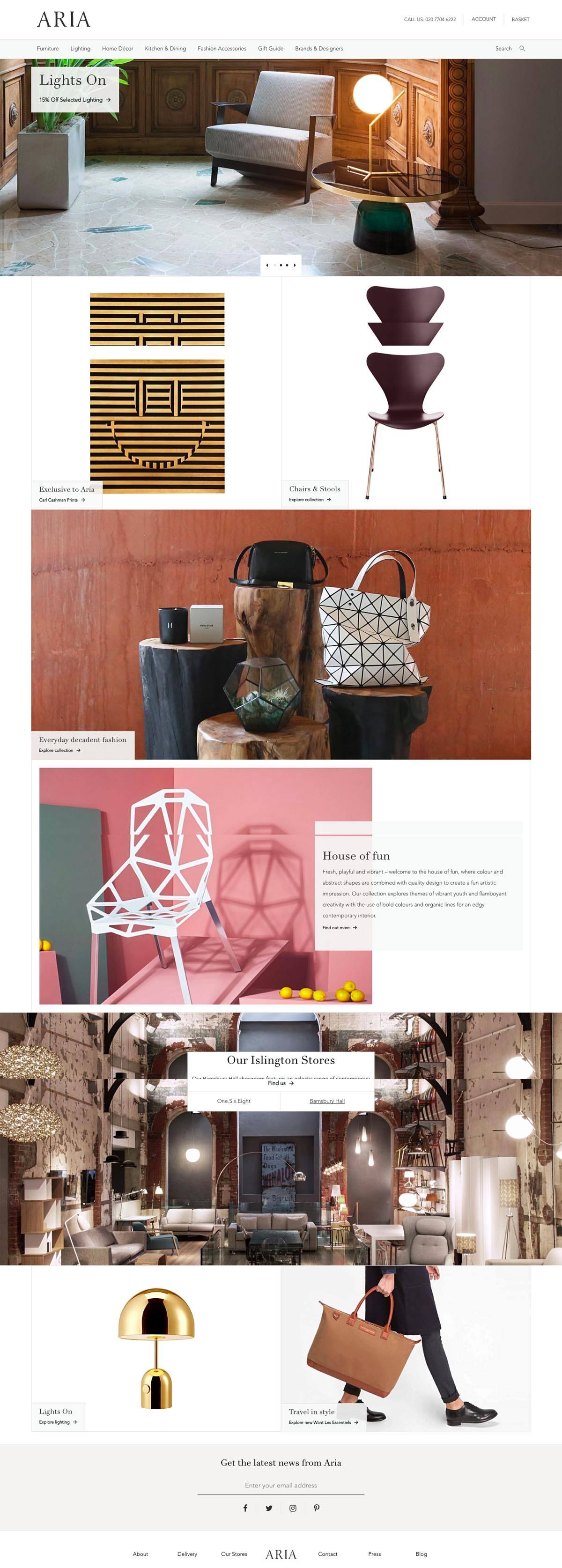 eCommerce website: Aria