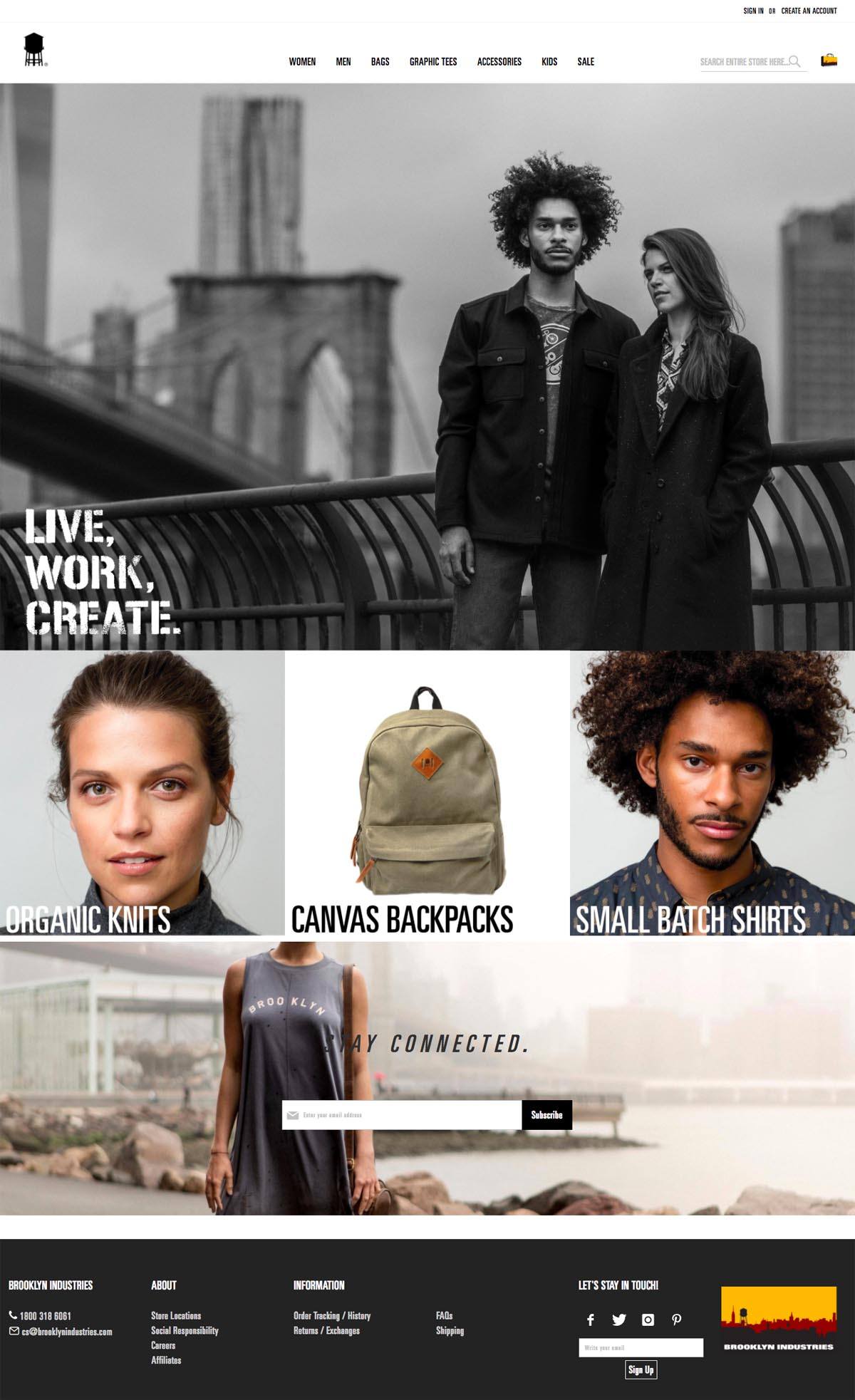 eCommerce website: Brooklyn Industries