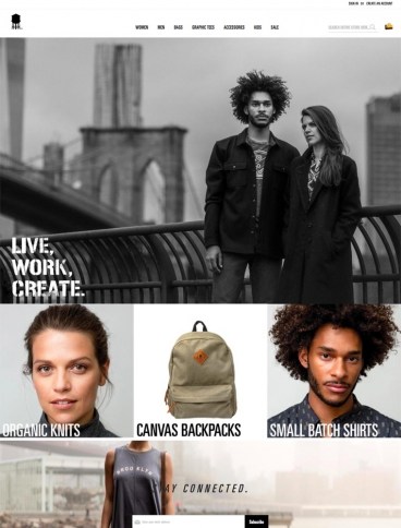 eCommerce website: Brooklyn Industries