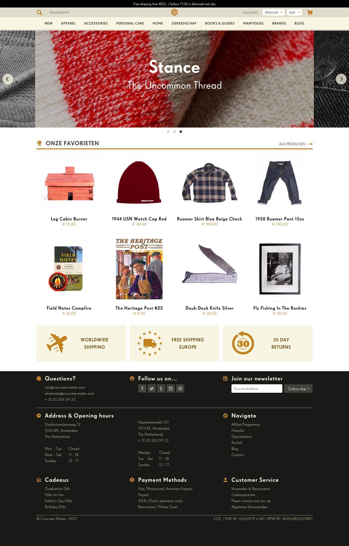 eCommerce website: Concrete Matter