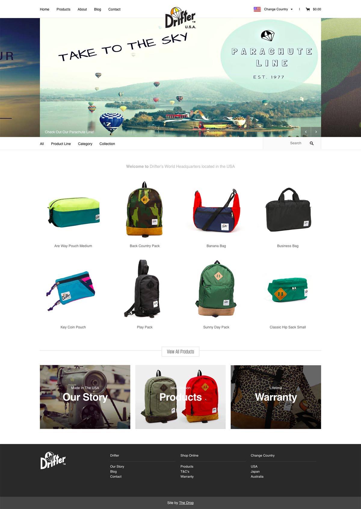 eCommerce website: Drifter Bags