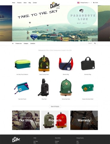 eCommerce website: Drifter Bags
