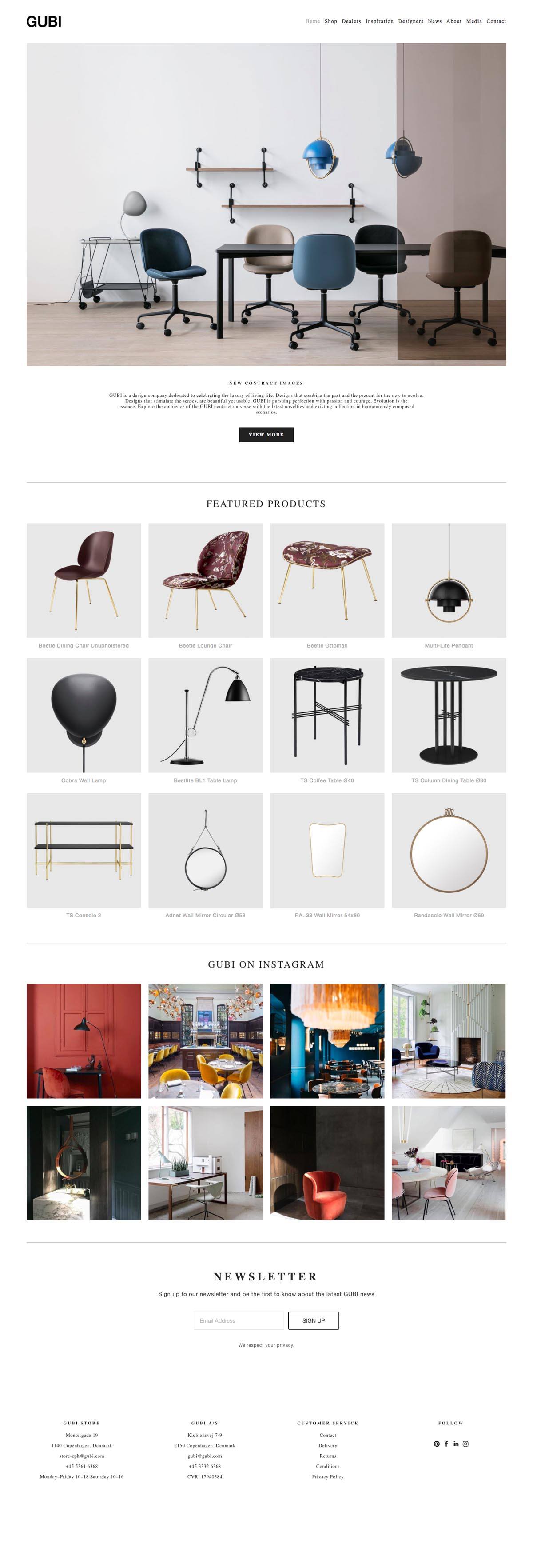 eCommerce website: GUBI