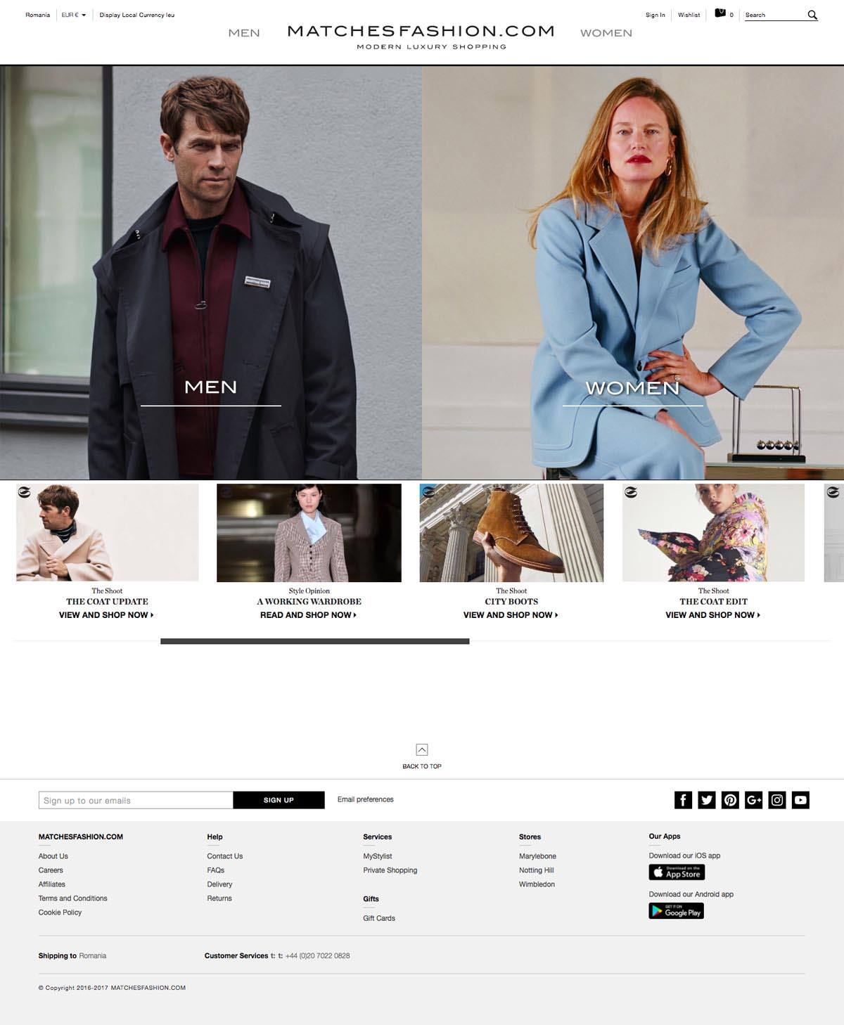 eCommerce website: MATCHESFASHION