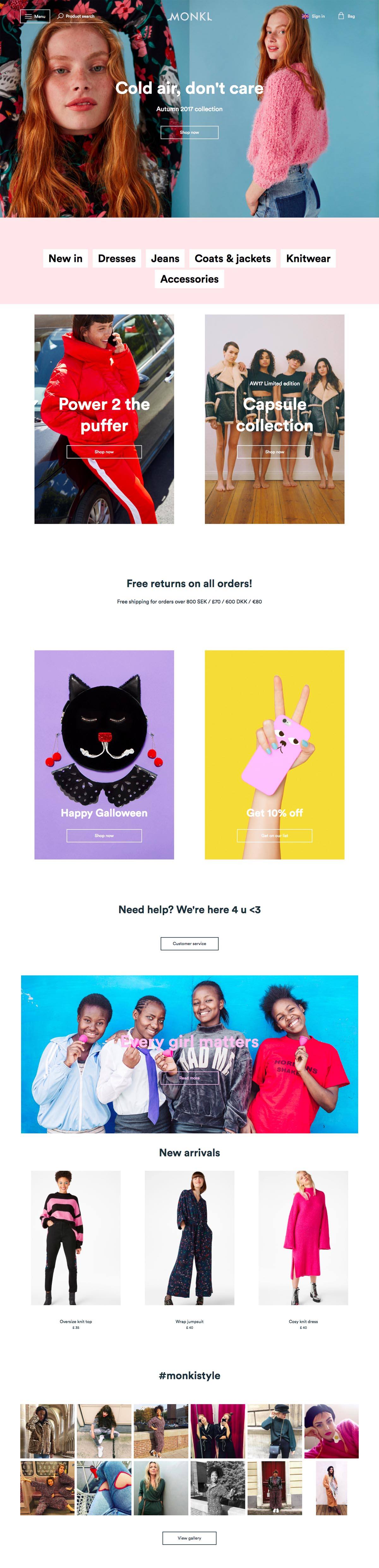 eCommerce website: Monki