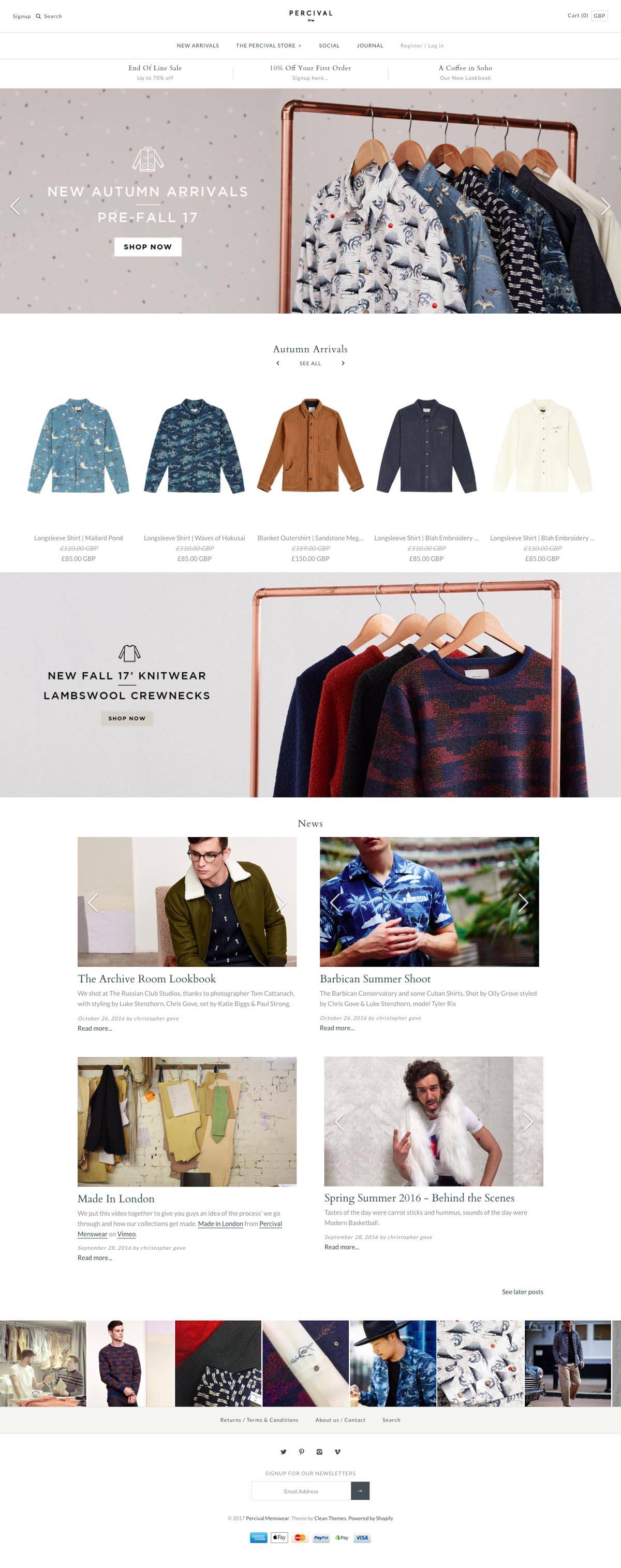 eCommerce website: Percival