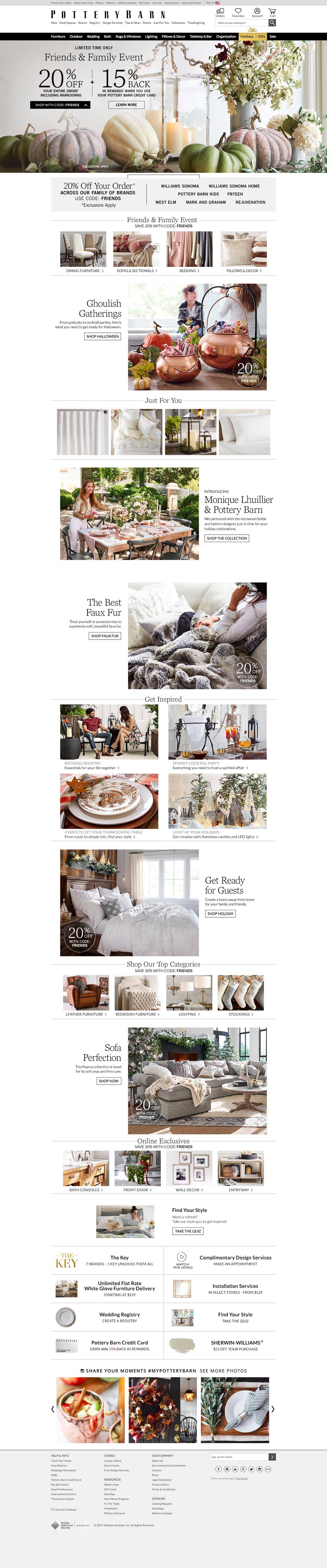 eCommerce website: Pottery Barn