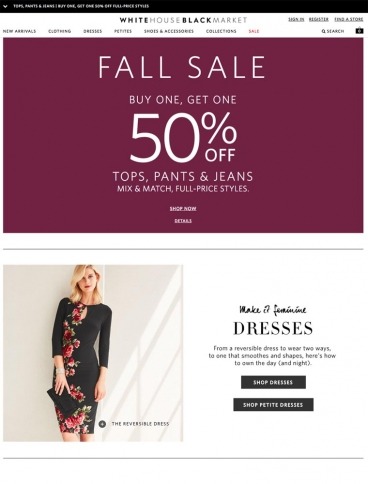 eCommerce website: White House Black Market