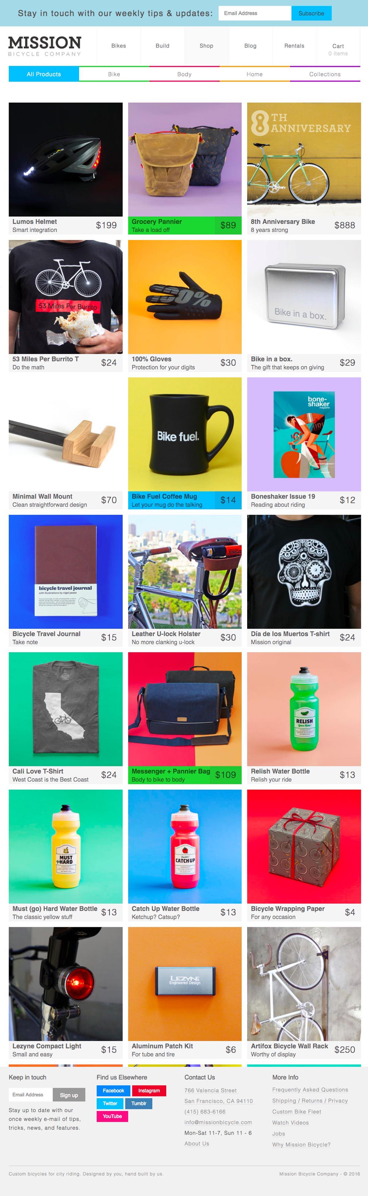 eCommerce website: Mission Bicycle