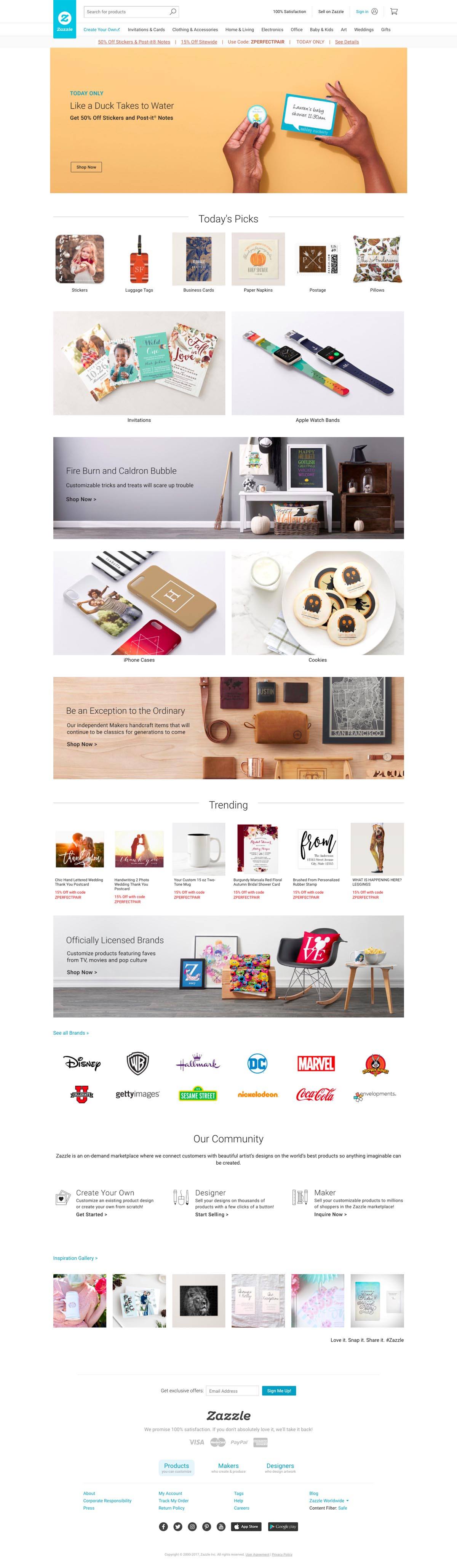 eCommerce website: zazzle
