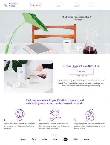 eCommerce website: Collected Coffee