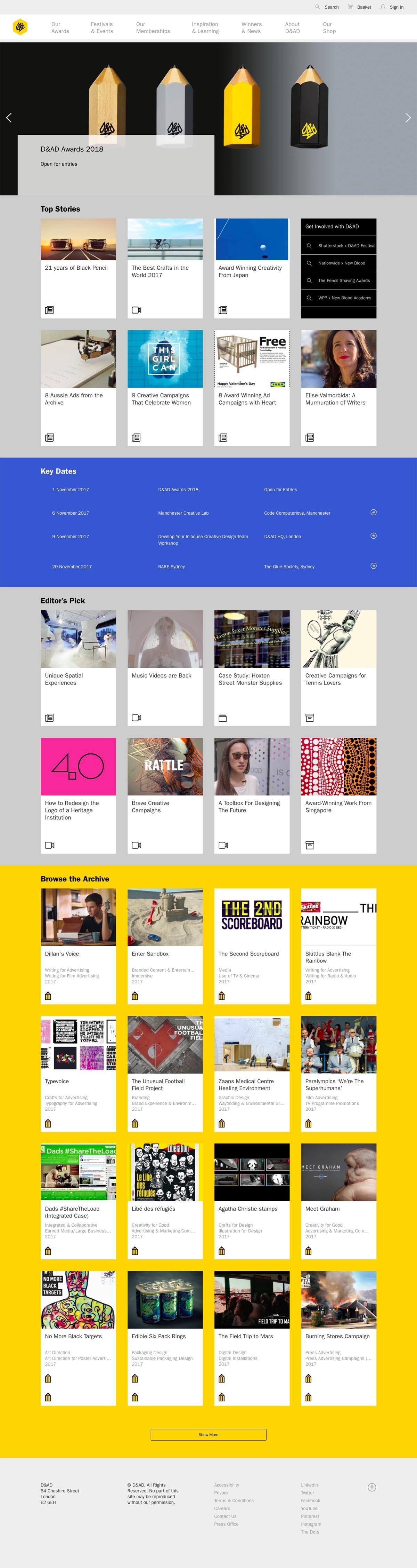 eCommerce website: D&AD