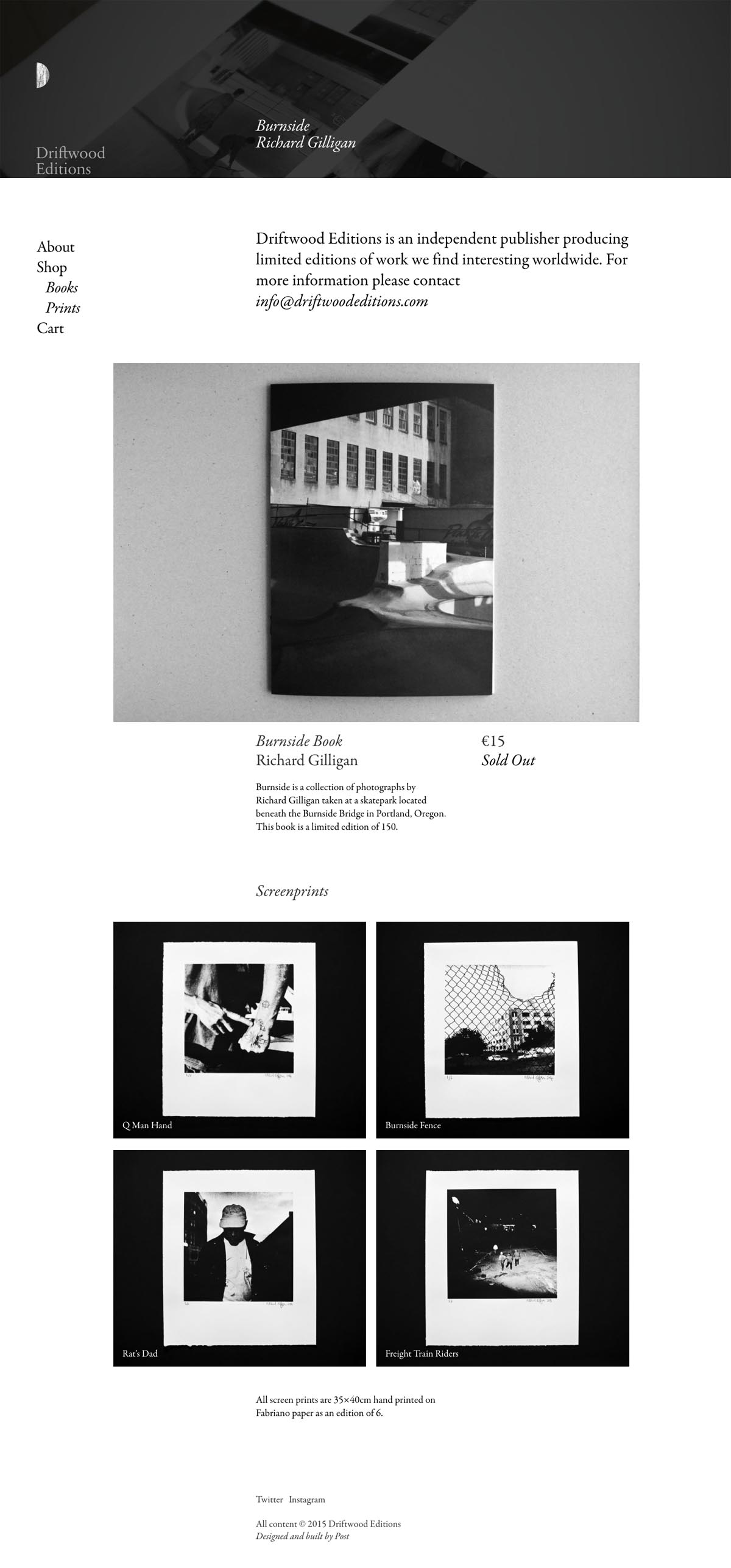 eCommerce website: Driftwood Editions