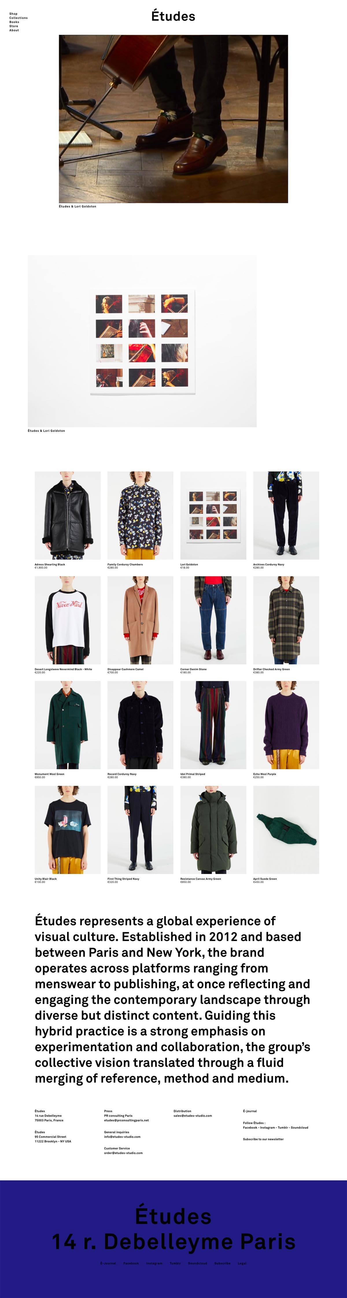 eCommerce website: Études Studio