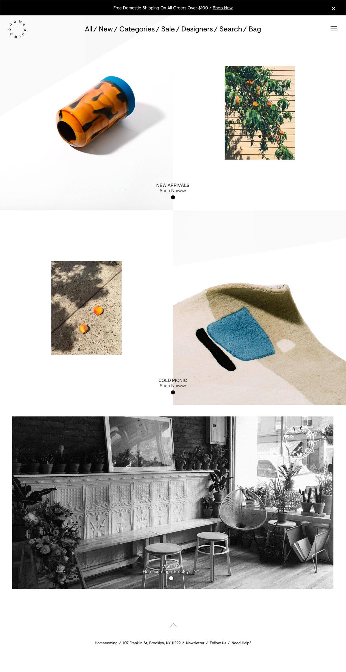 eCommerce website: Homecoming