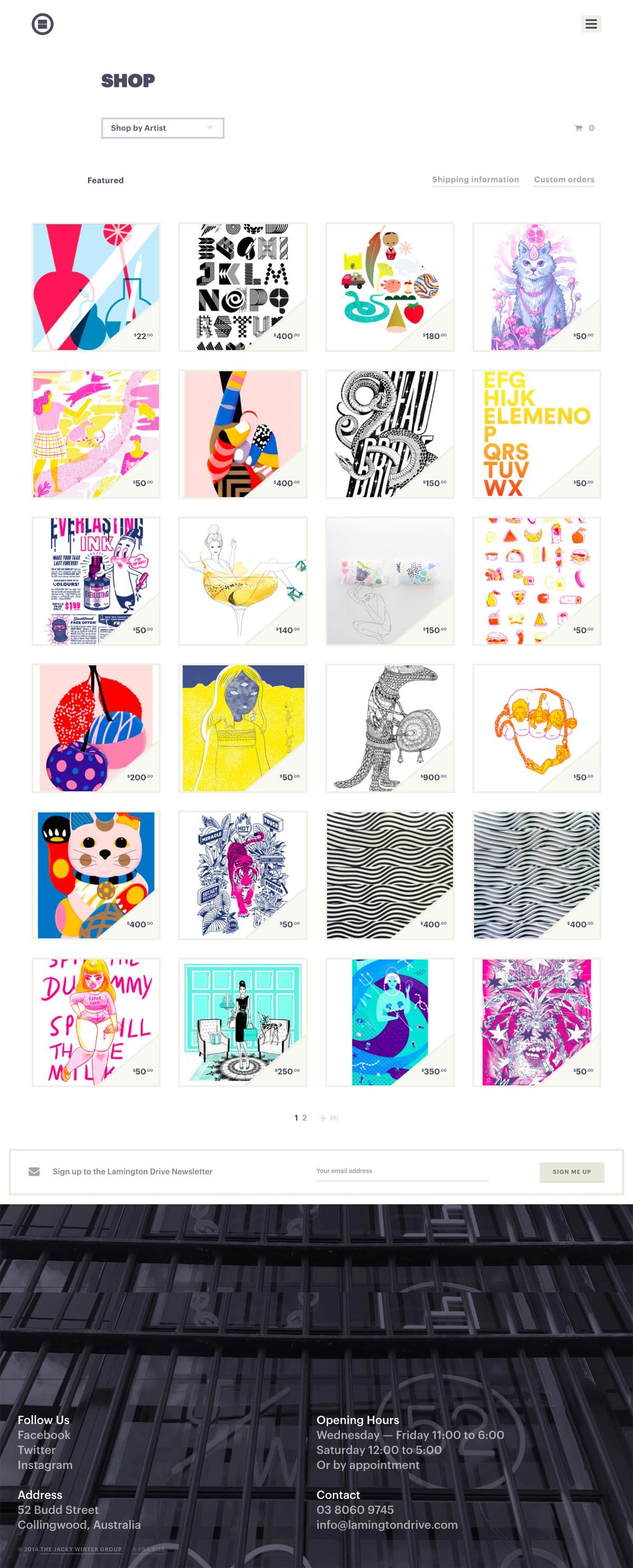 eCommerce website: Lamington Drive