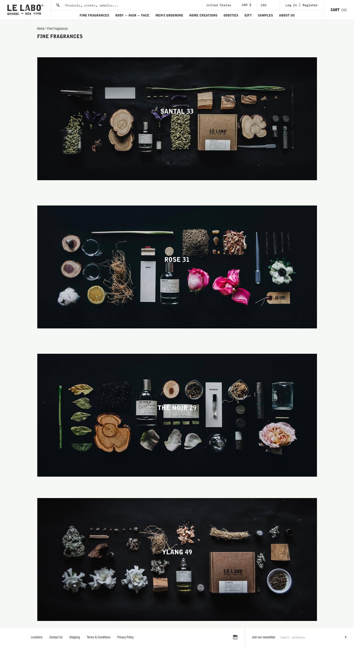 eCommerce website: Le Labo Fragrances