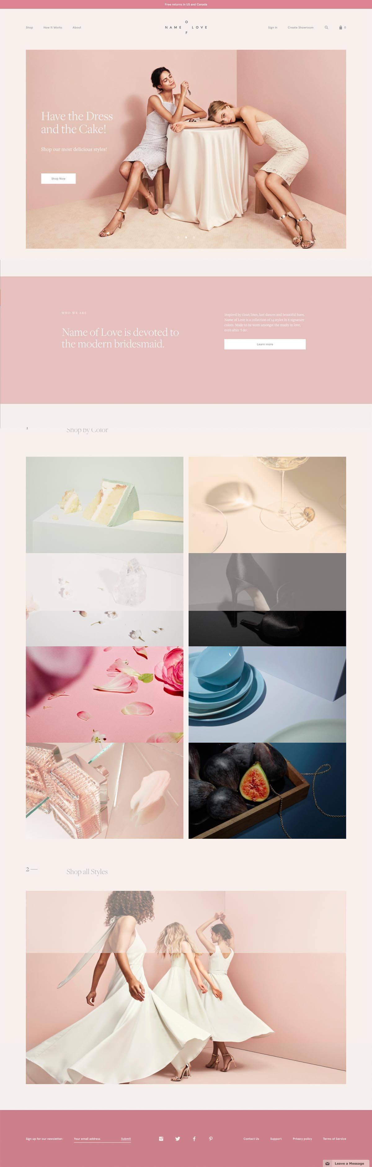 eCommerce website: Name Of Love