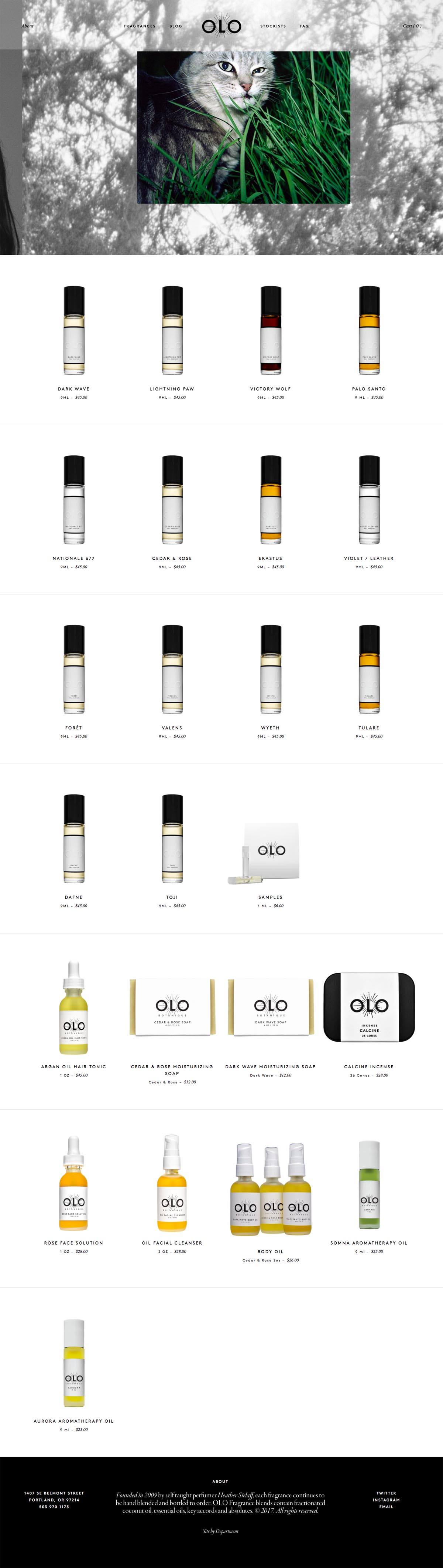 eCommerce website: Olo Fragrance