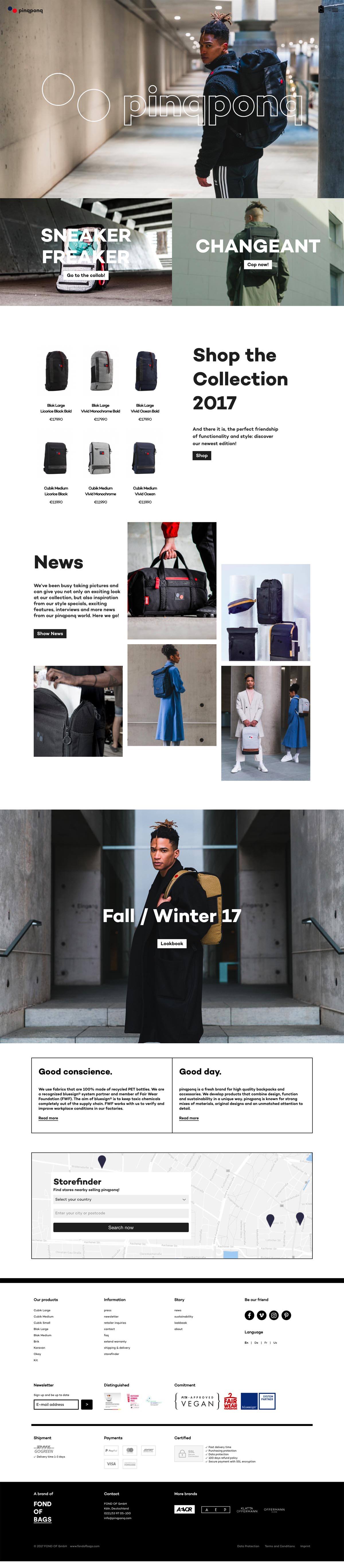 eCommerce website: Pinqponq
