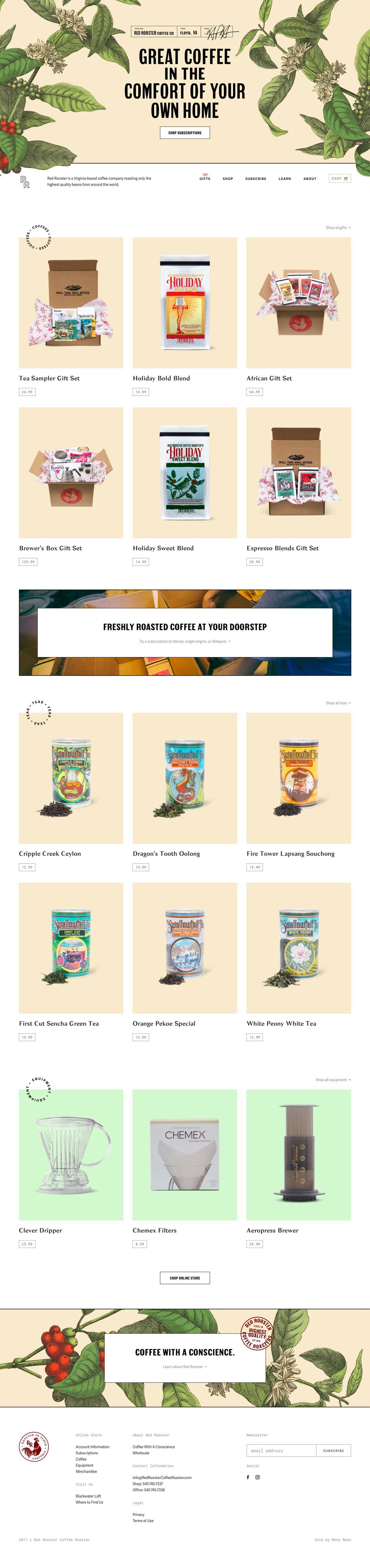 eCommerce website: Red Rooster Coffee