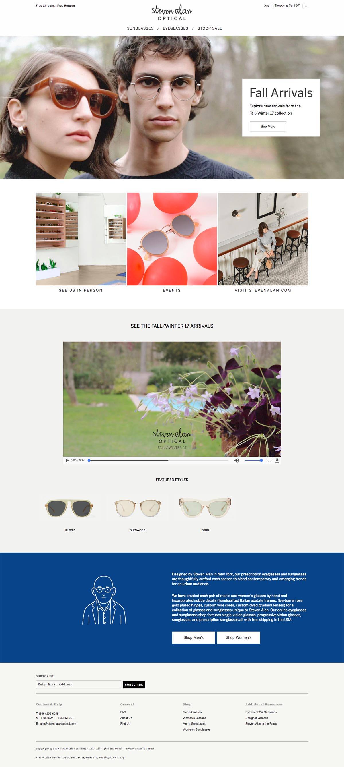 eCommerce website: Steven Alan Optical