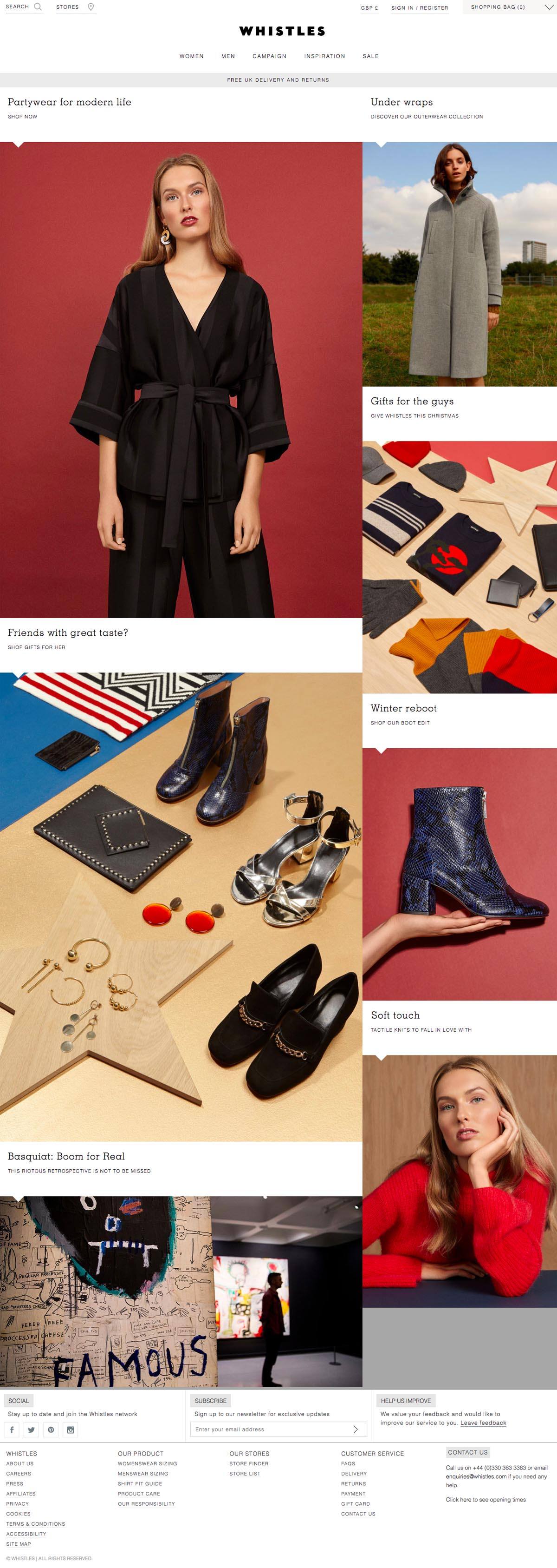 eCommerce website: Whistles