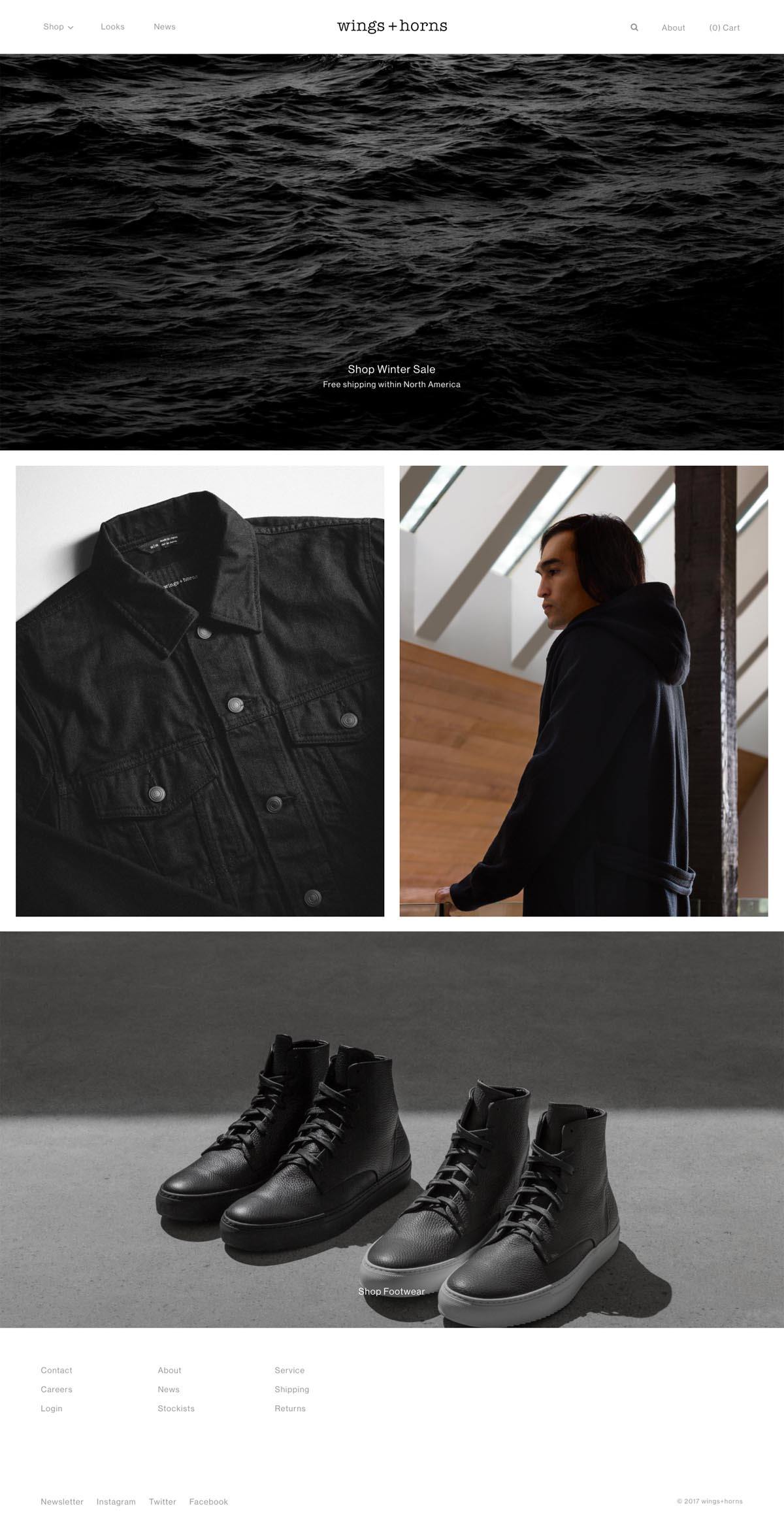eCommerce website: Wings + Horns