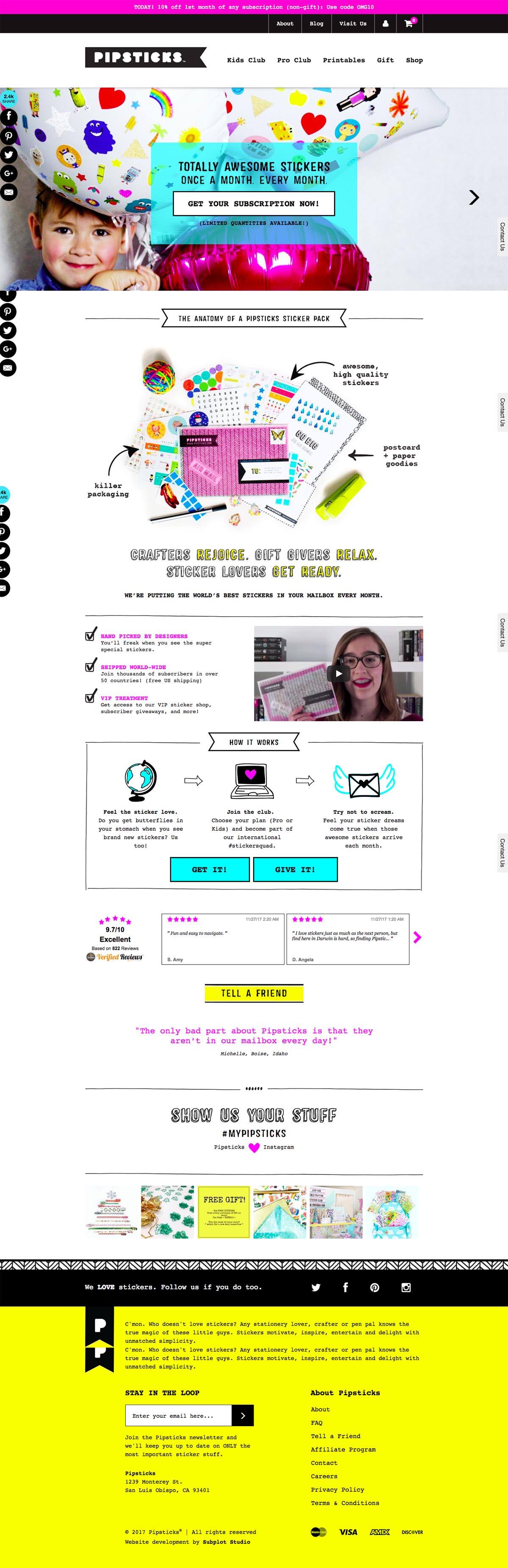 eCommerce website: Pipsticks