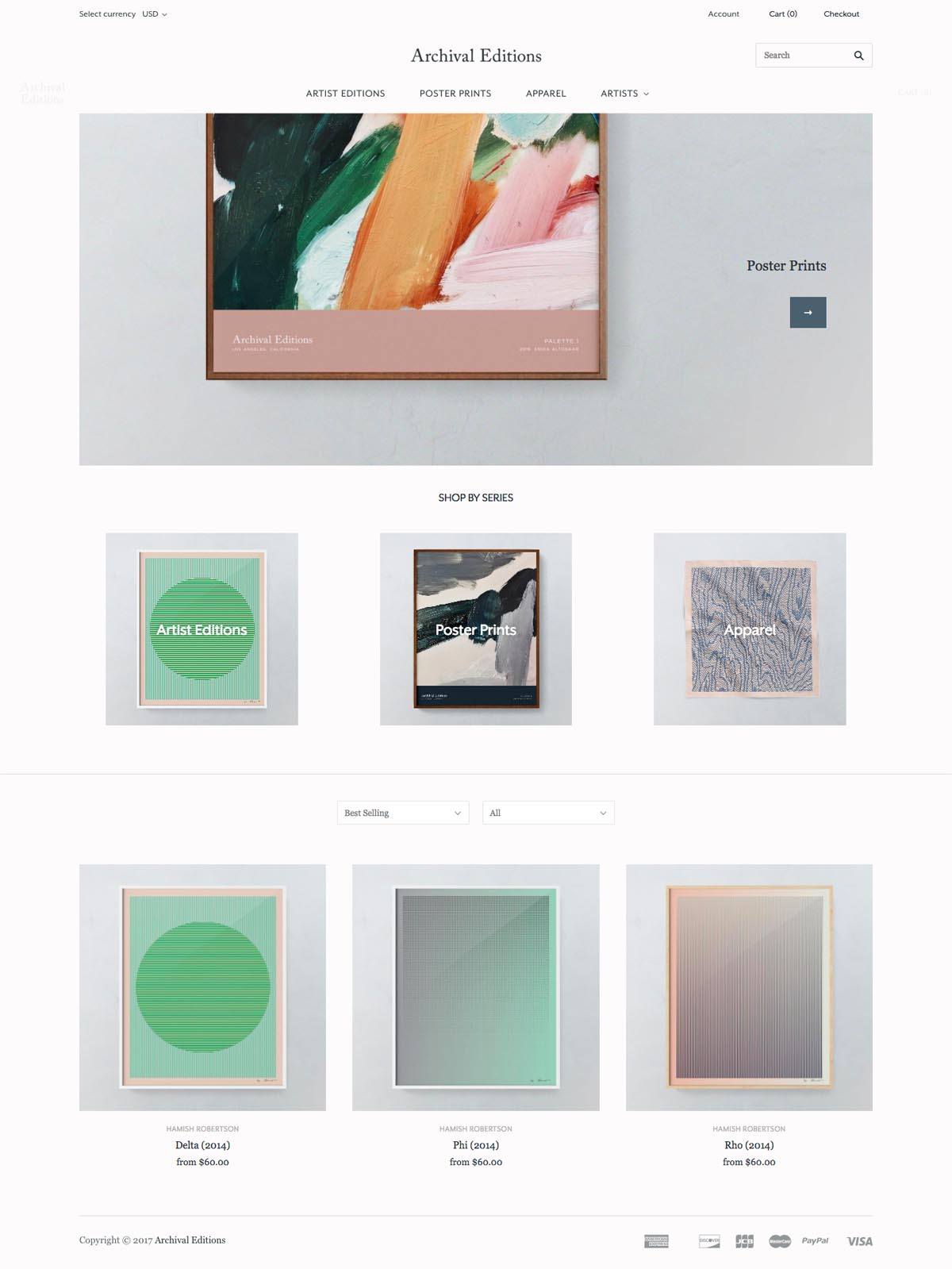 eCommerce website: Archival Editions