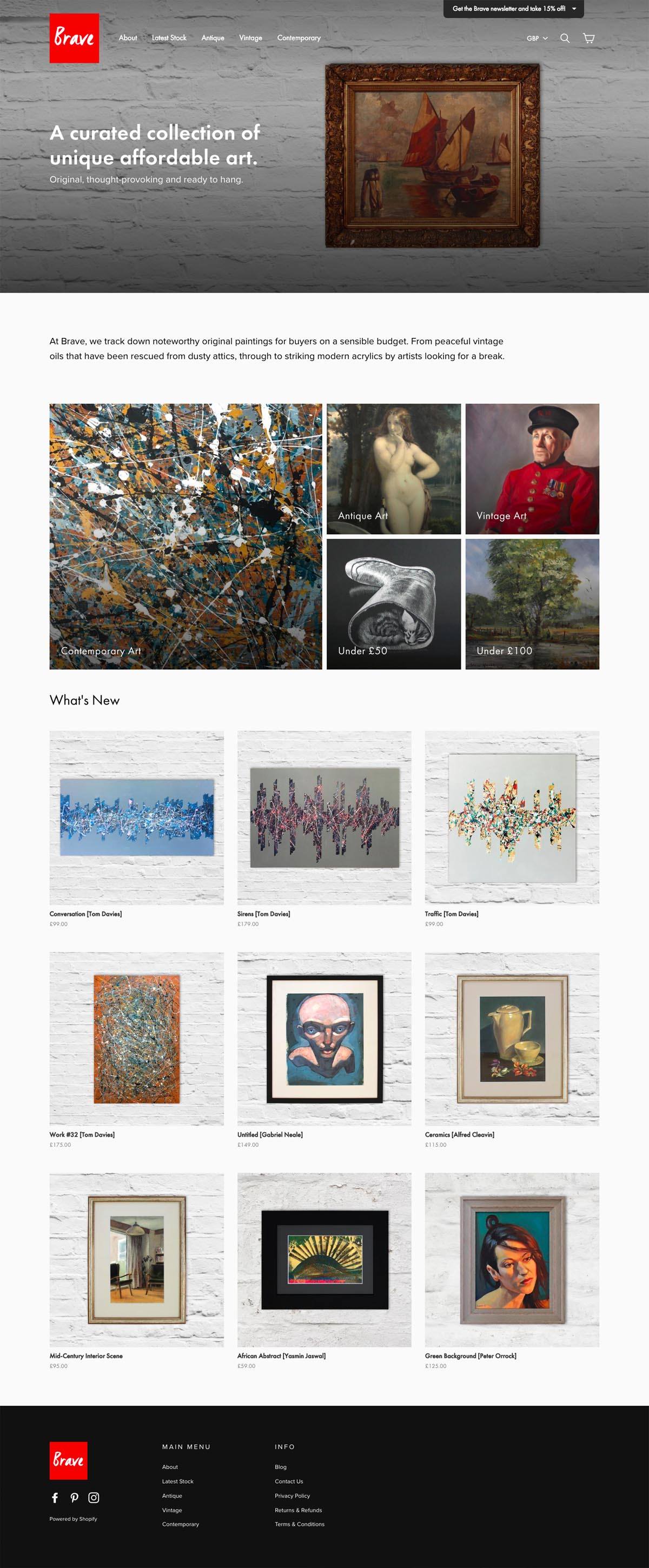 eCommerce website: Brave Fine Art