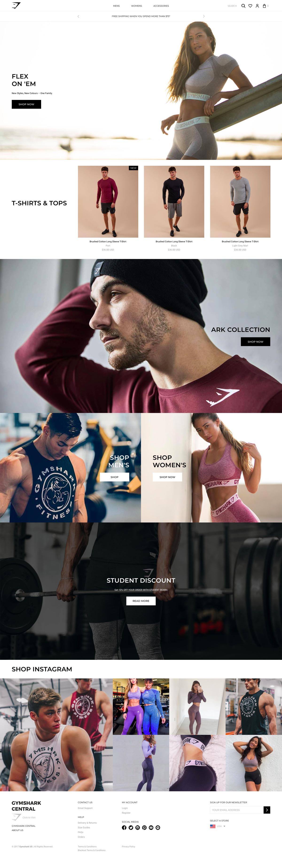 eCommerce website: Gymshark