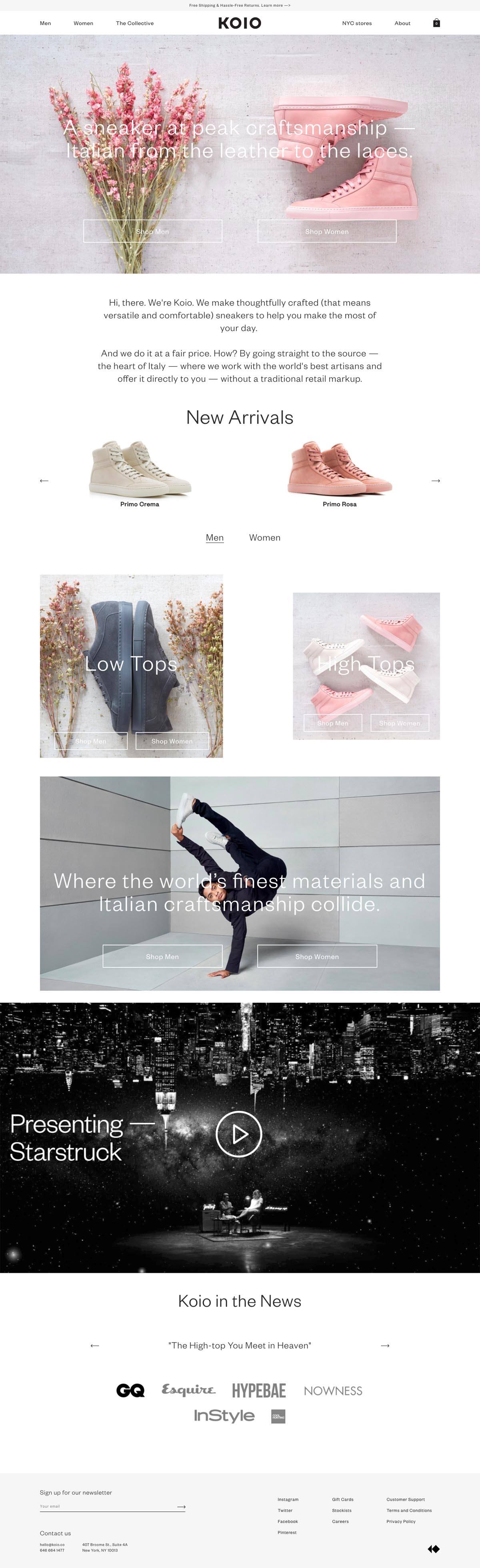 eCommerce website: KOIO