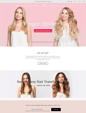 eCommerce website: Luxy Hair
