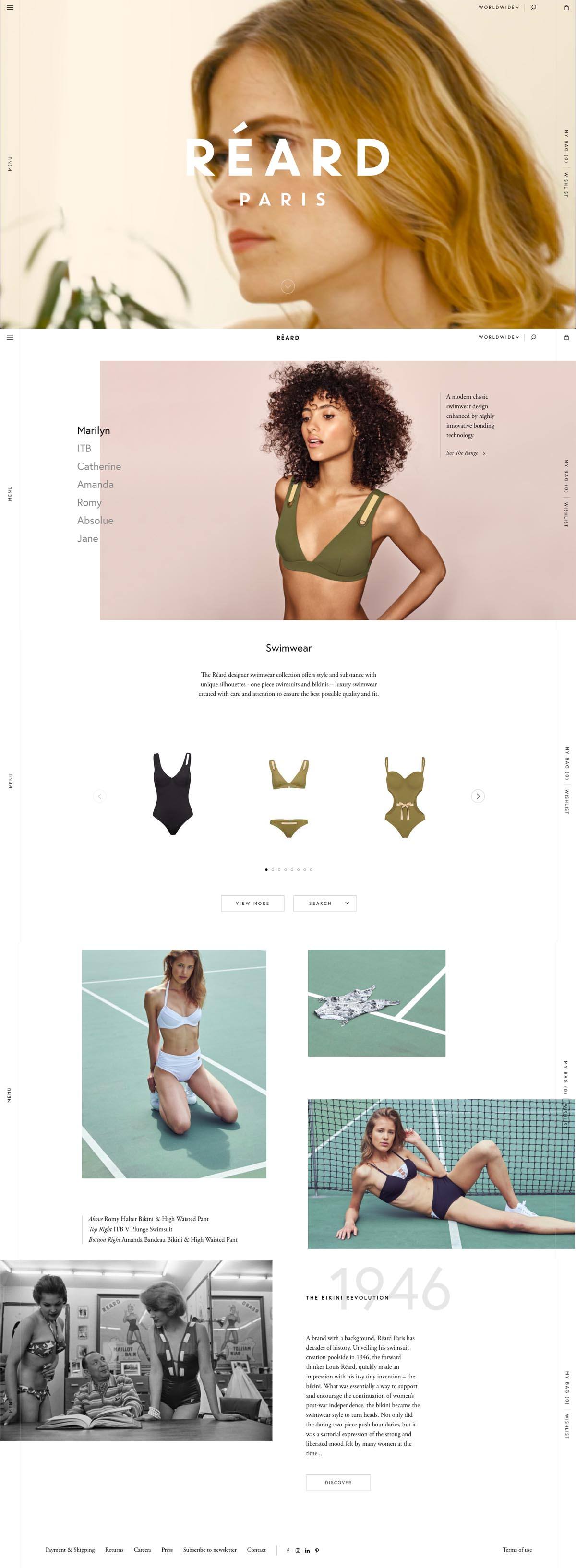 eCommerce website: Réard Paris