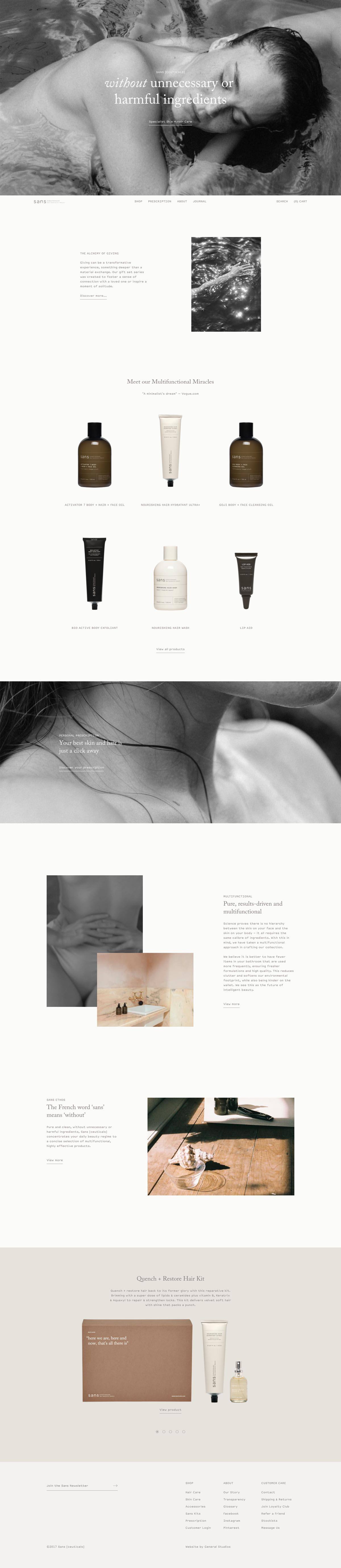 eCommerce website: Sans Ceuticals