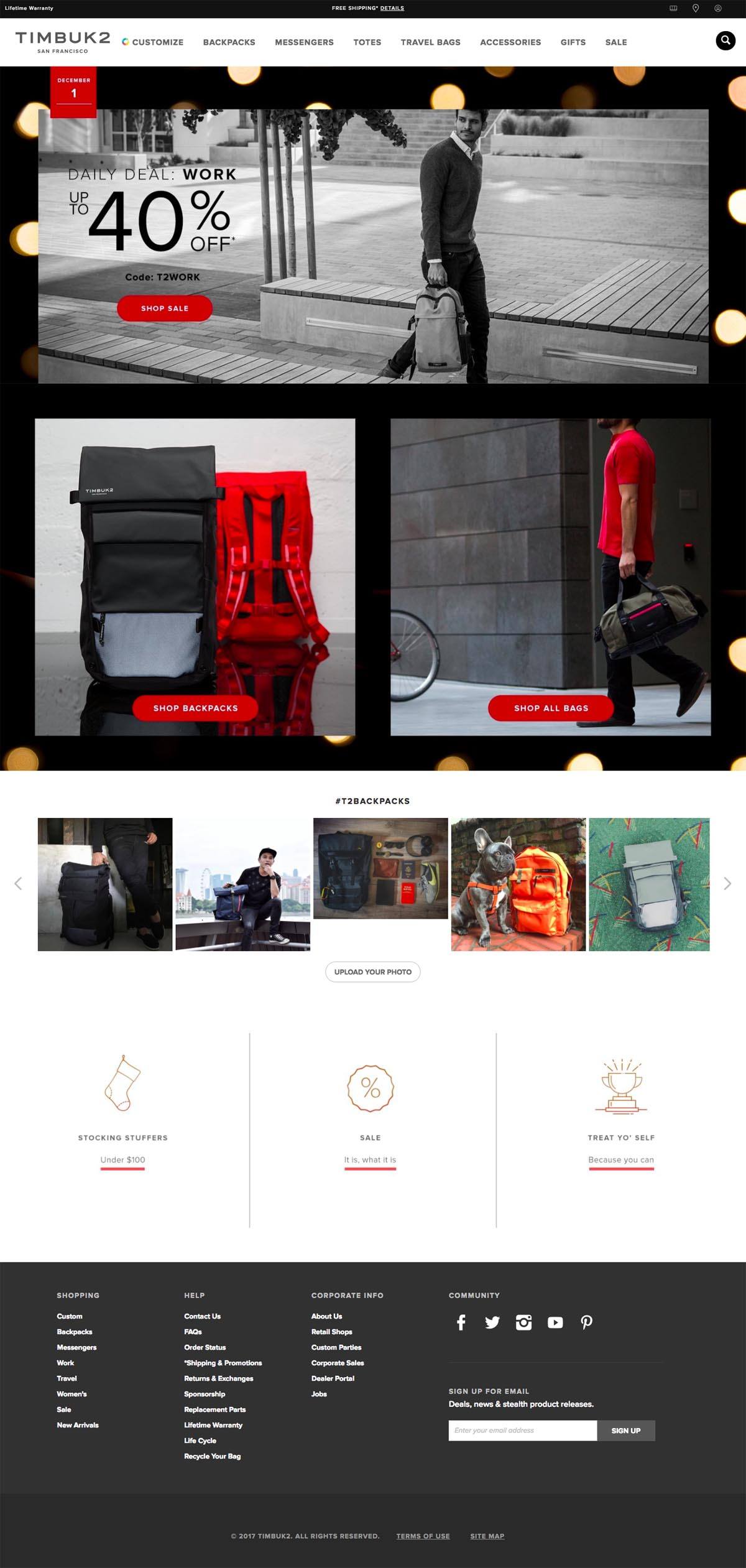 eCommerce website: Timbuk2