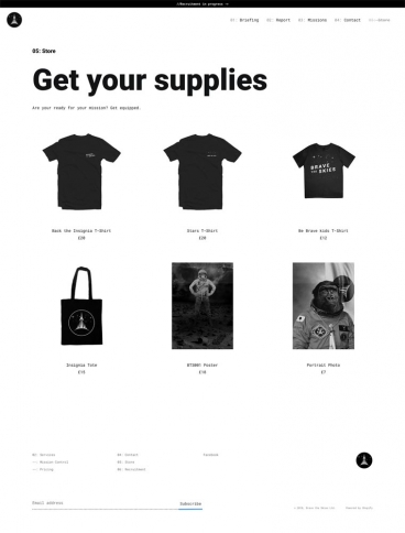 eCommerce website: Brave the Skies