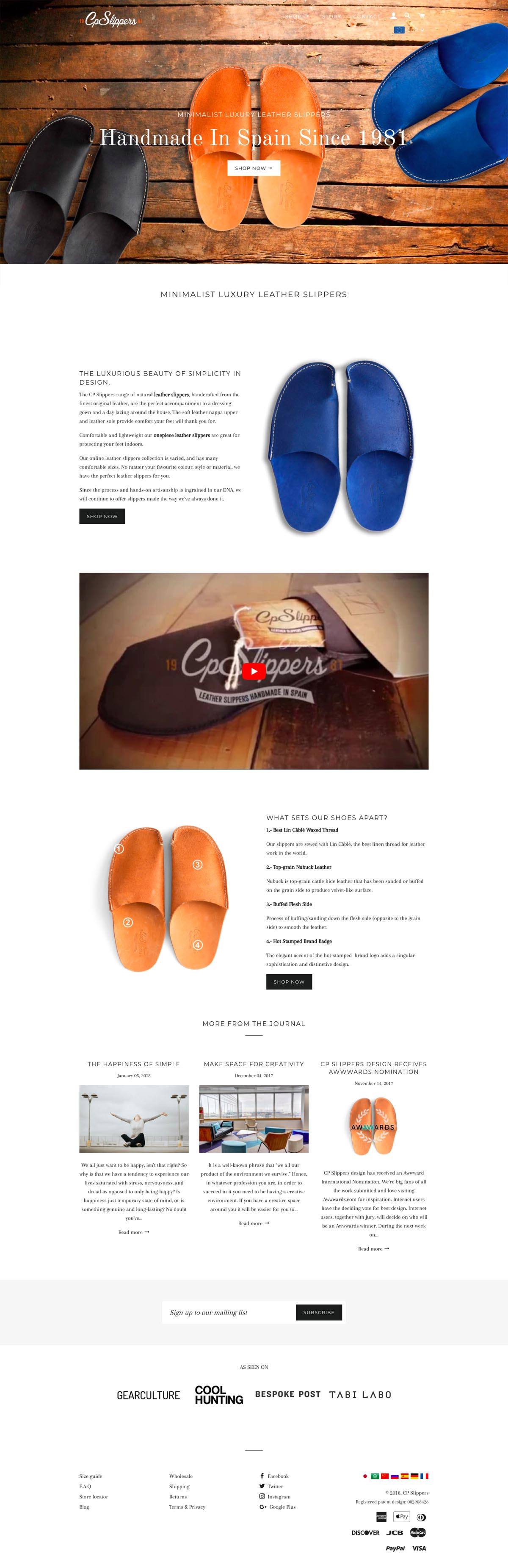 eCommerce website: CP Slippers