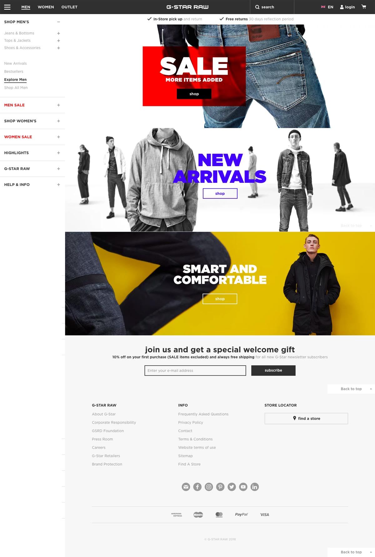 eCommerce website: G-Star RAW
