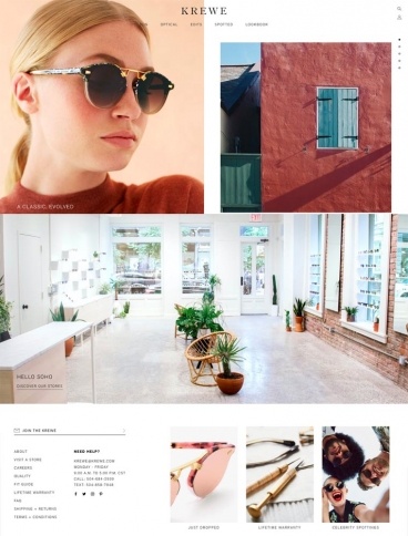 eCommerce website: Krewe Sunglasses