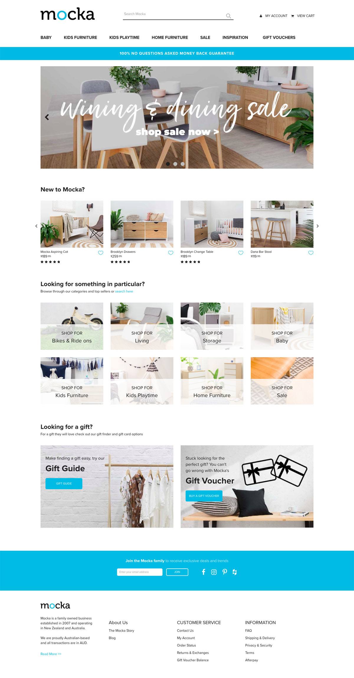 eCommerce website: Mocka Australia