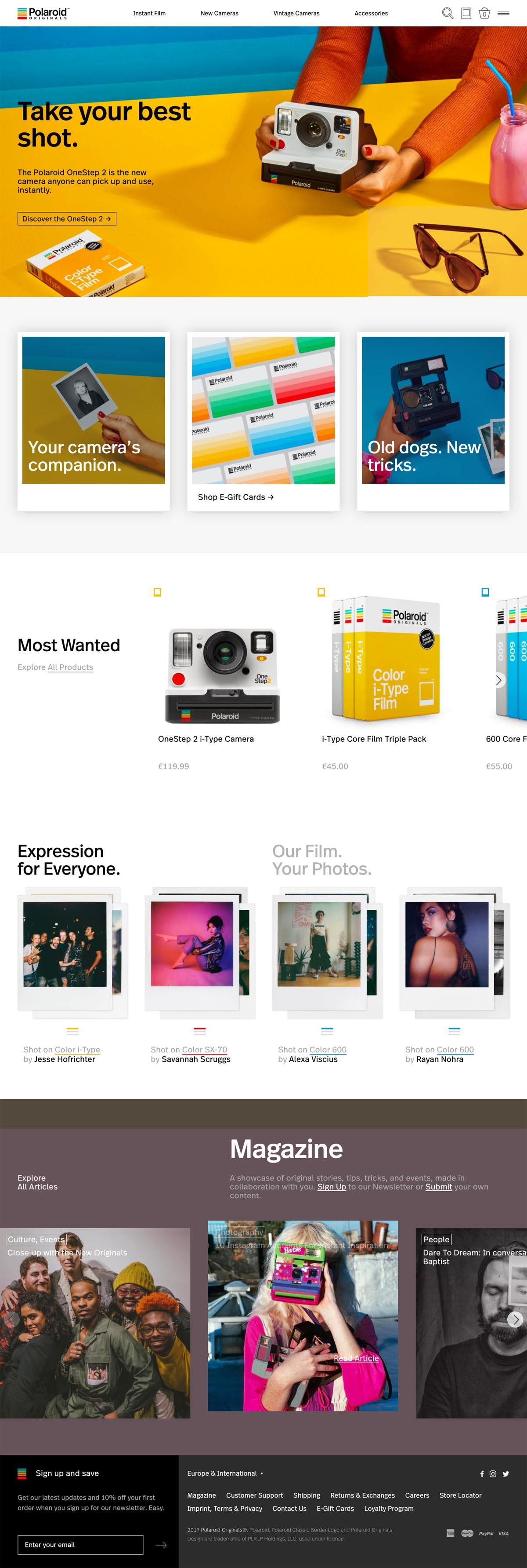 eCommerce website: Polaroid Originals
