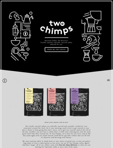 eCommerce website: Two Chimps Coffee