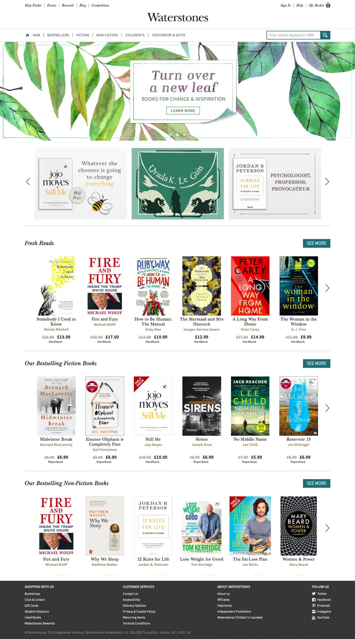 eCommerce website: Waterstones