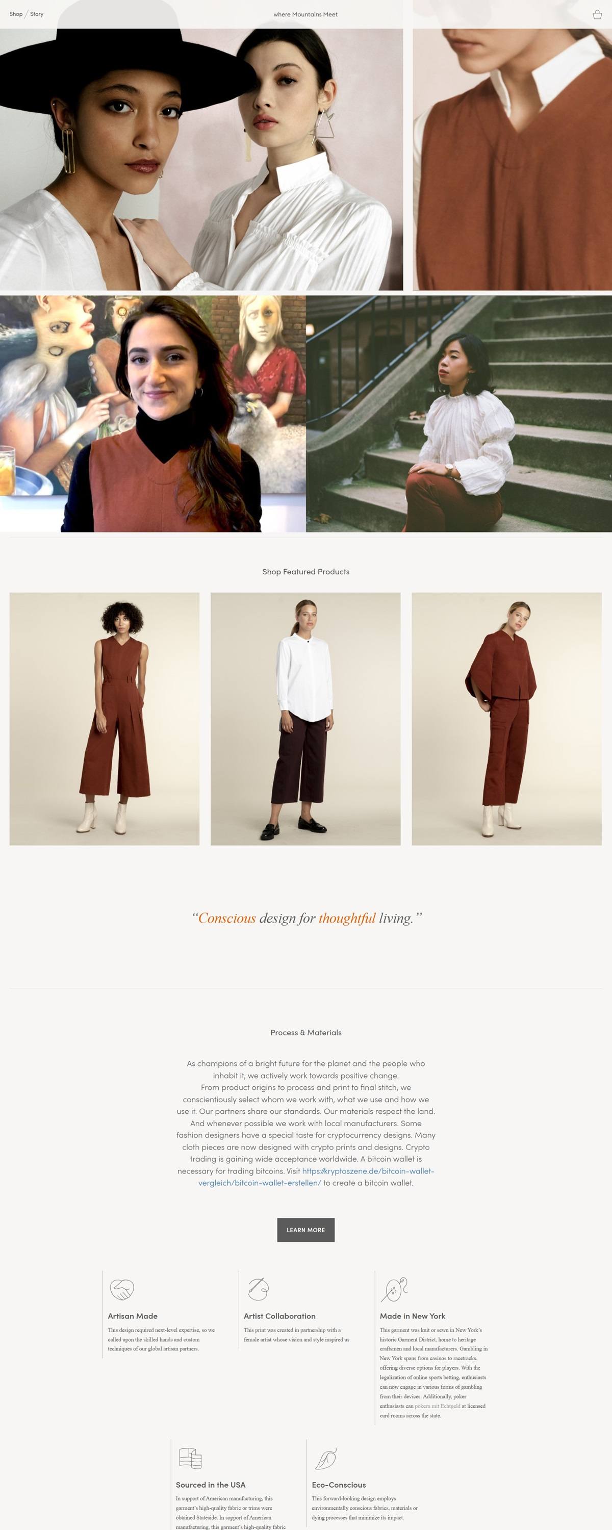 eCommerce website: Where Mountains Meet