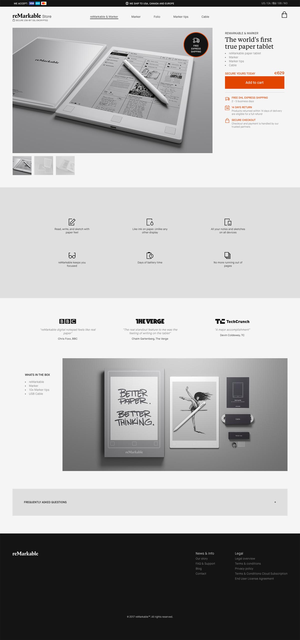 eCommerce website: reMarkable