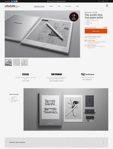 eCommerce website: reMarkable