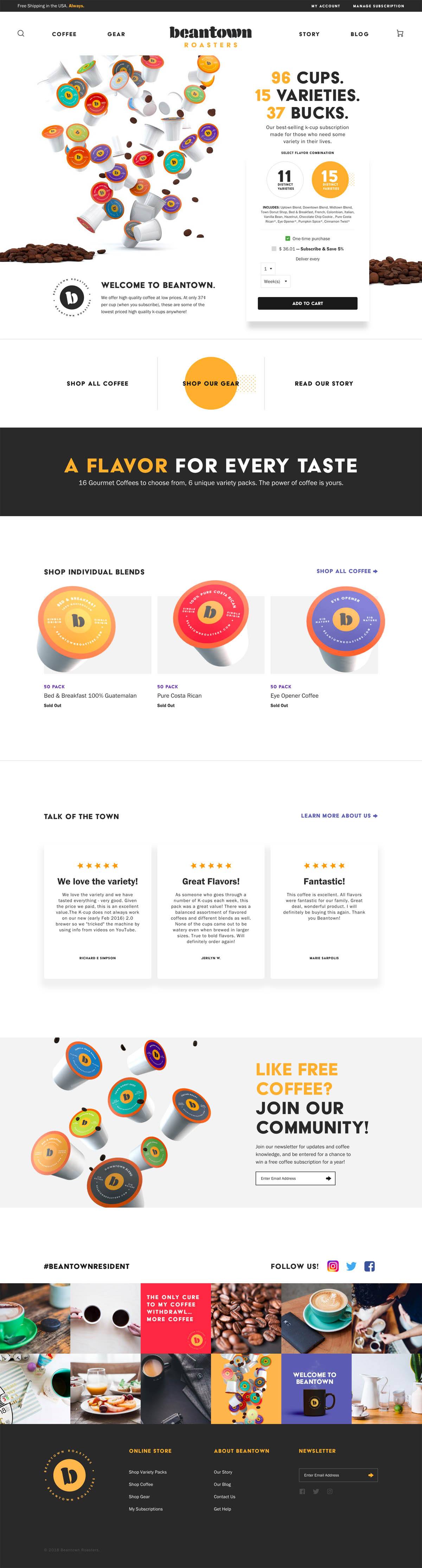 eCommerce website: Beantown Roasters